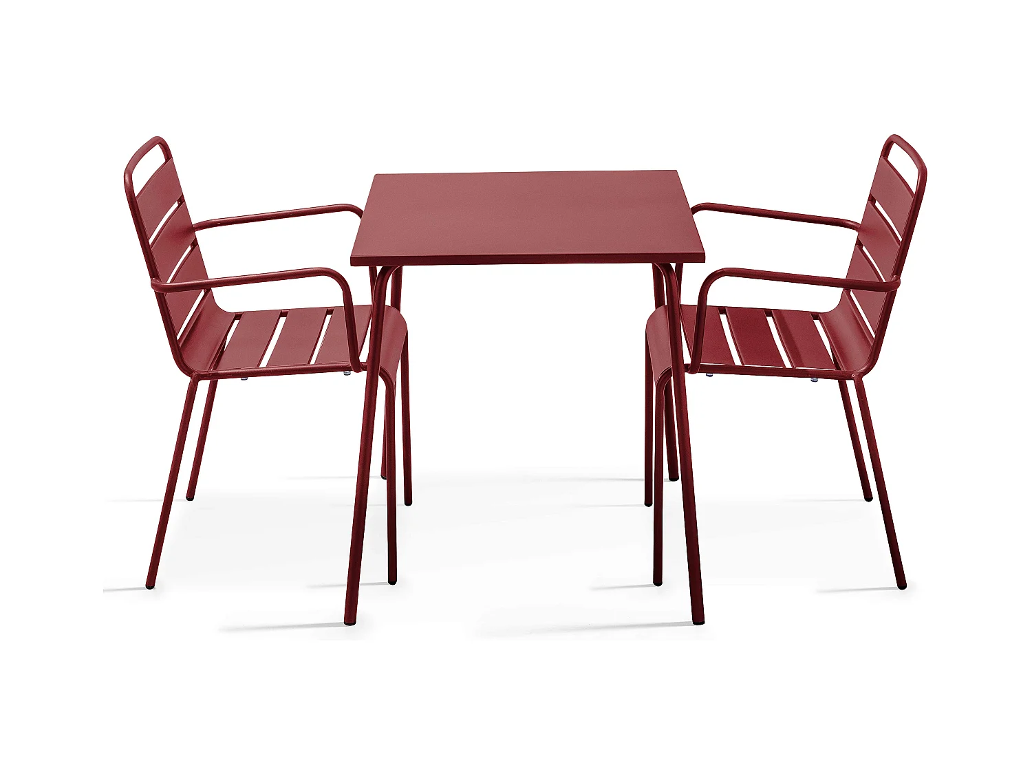 Ensemble table de jardin carrée et 2 fauteuils acier Pourpre - Palavas