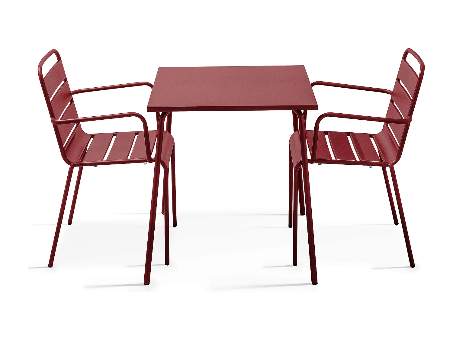 Ensemble table de jardin carrée et 2 fauteuils acier Pourpre - Palavas