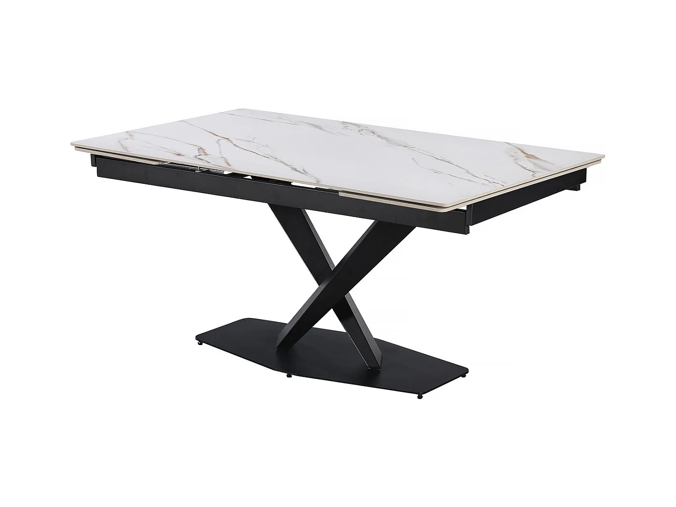 Table à manger extensible en céramique 6 à 10 personnes  "Silence" - Blanc marbré gold