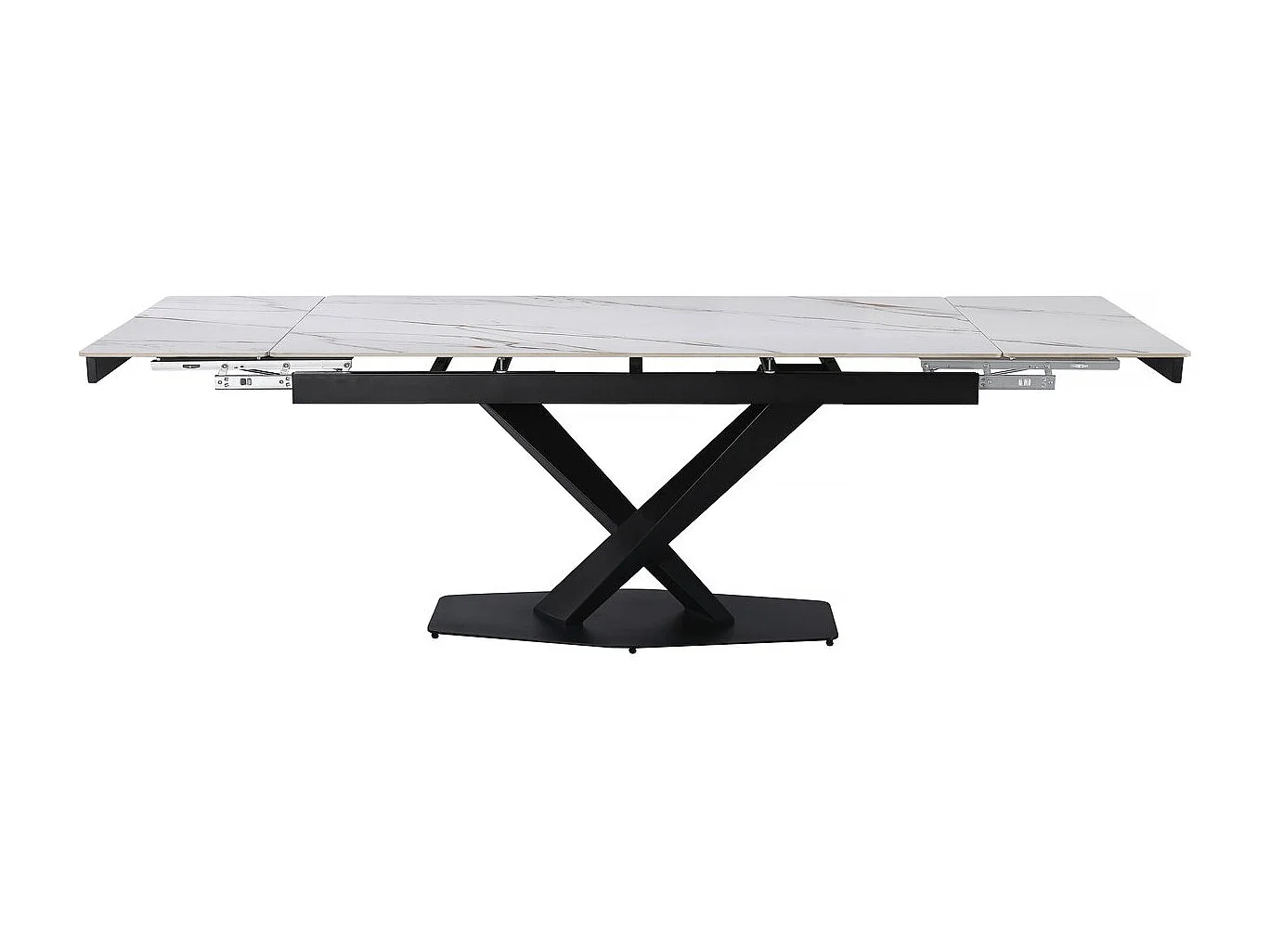 Table à manger extensible en céramique 6 à 10 personnes  "Silence" - Blanc marbré gold