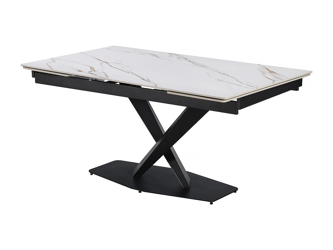 Table à manger extensible en céramique 6 à 10 personnes  "Silence" - Blanc marbré gold