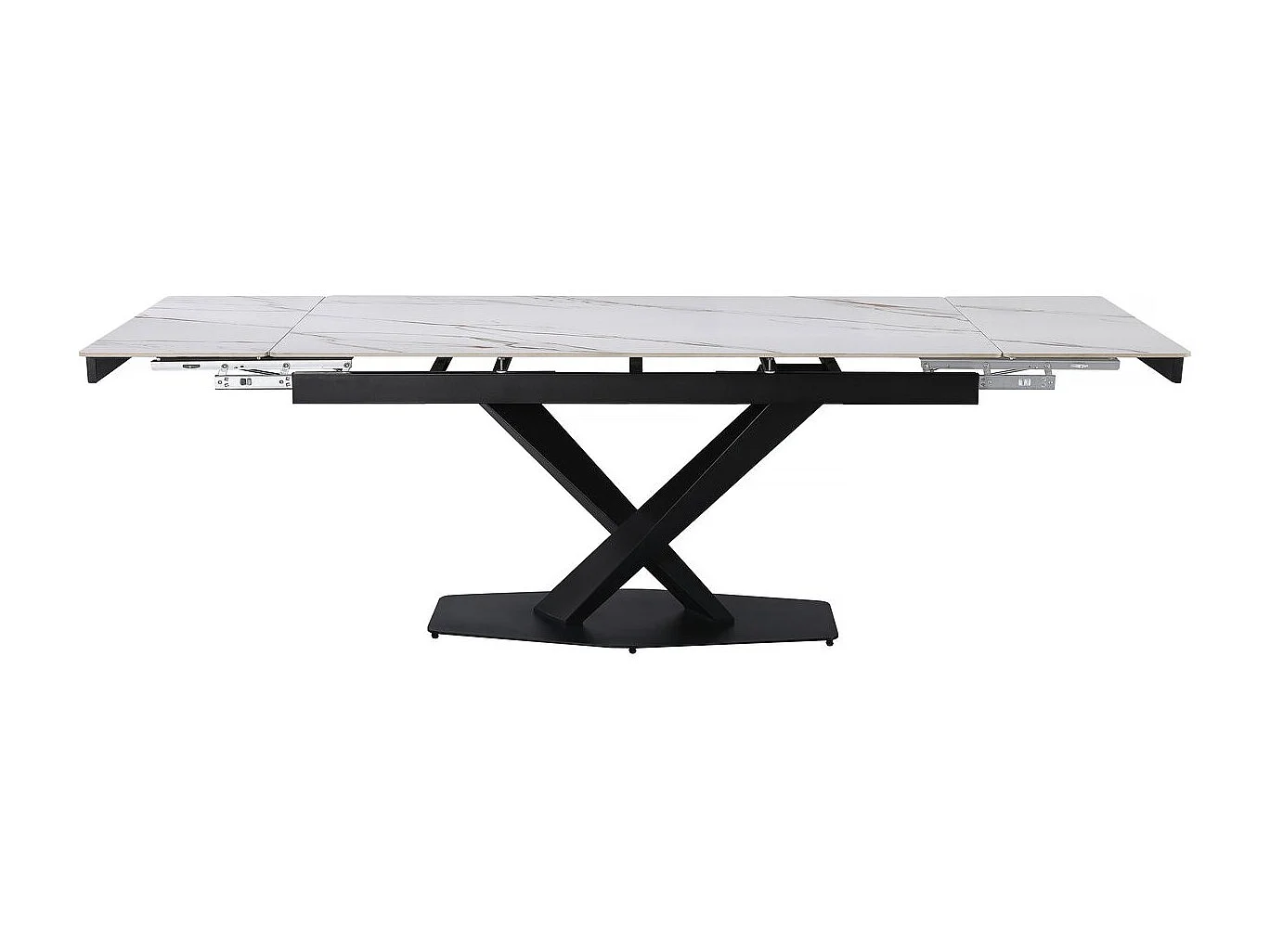 Table à manger extensible en céramique 6 à 10 personnes  "Silence" - Blanc marbré gold