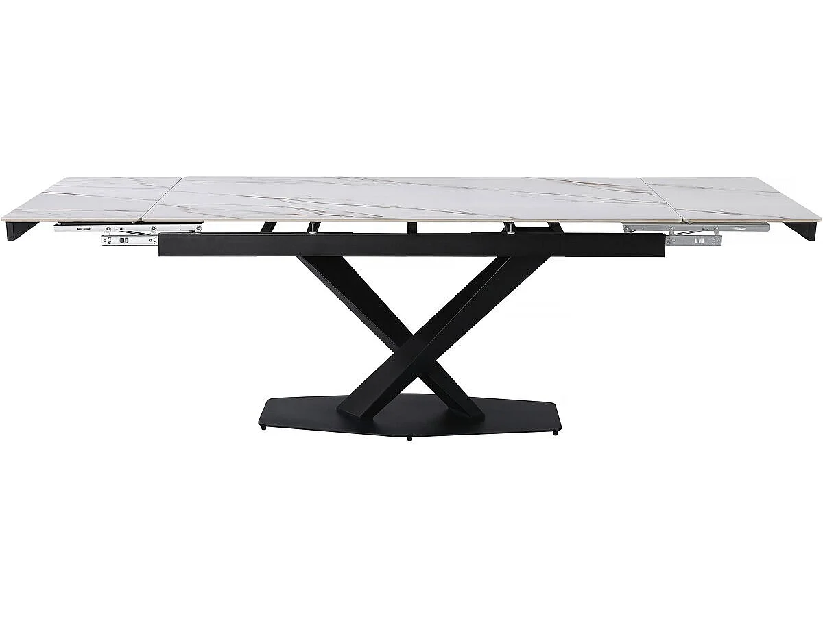 Table à manger extensible en céramique 6 à 10 personnes  "Silence" - Blanc marbré gold