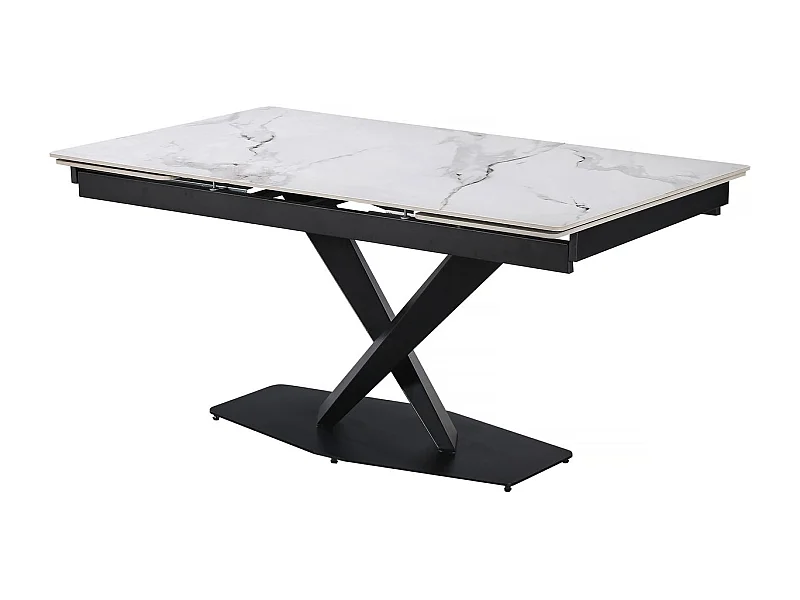 Mesa de jantar extensível em cerâmica "Silence" - Branco mármore cinza 240x90 cm