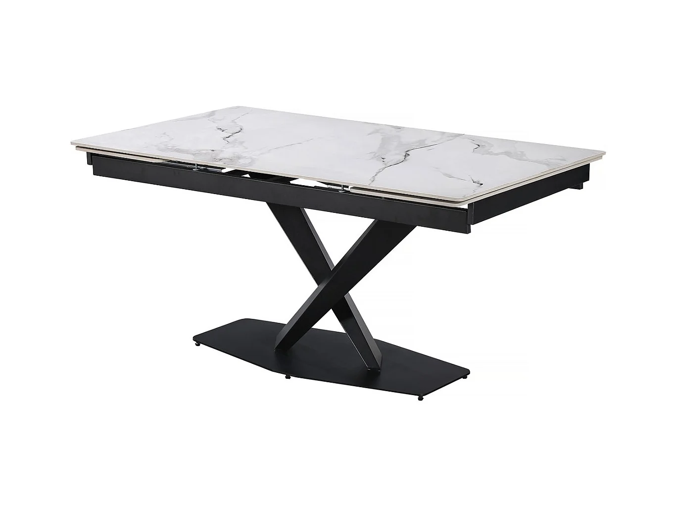 Table à manger extensible en céramique 6 à 10 personnes "Silence" - Blanc marbré gris