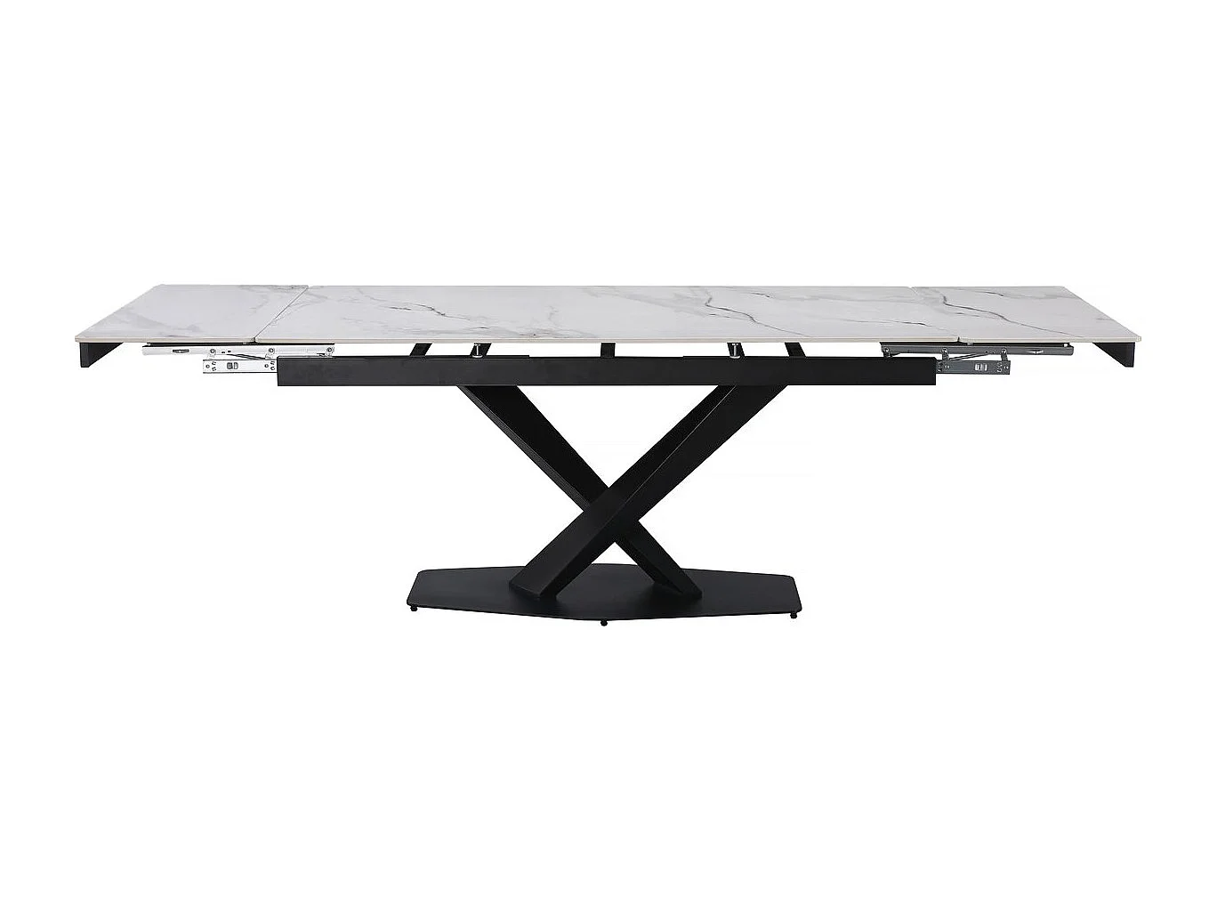 Table à manger extensible en céramique 6 à 10 personnes "Silence" - Blanc marbré gris