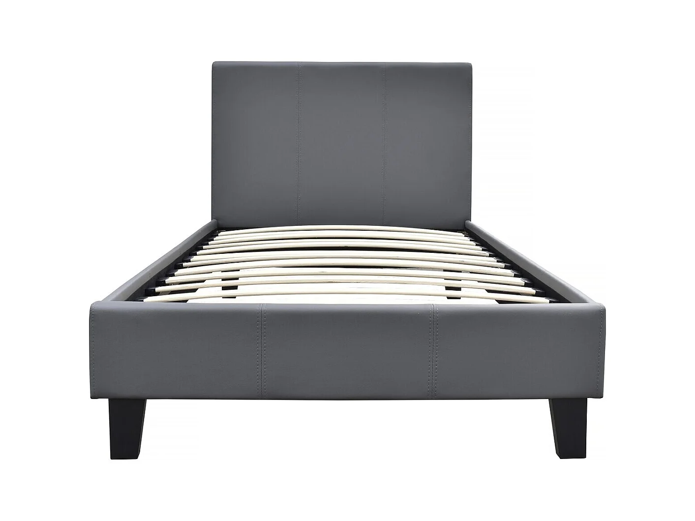 Cama de solteiro "Lina" 90 x 190 cm Cinza escuro - Estrutura em contraplacado - Estrado de ripas - Ideal para quarto de criança