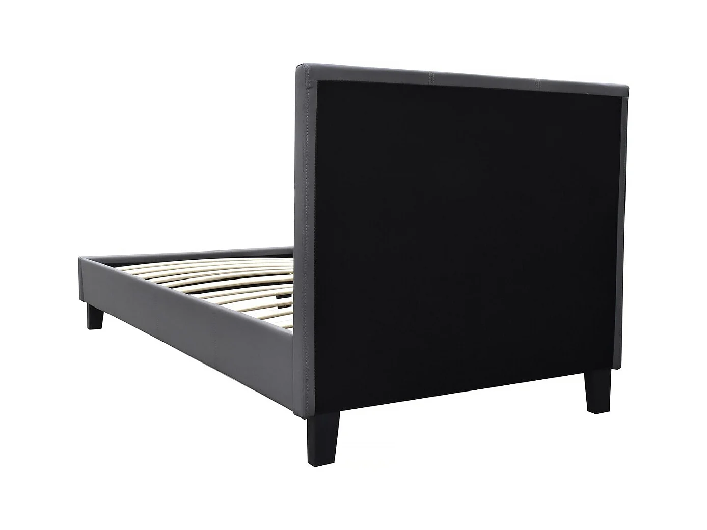 Cama de solteiro "Lina" 90 x 190 cm Cinza escuro - Estrutura em contraplacado - Estrado de ripas - Ideal para quarto de criança