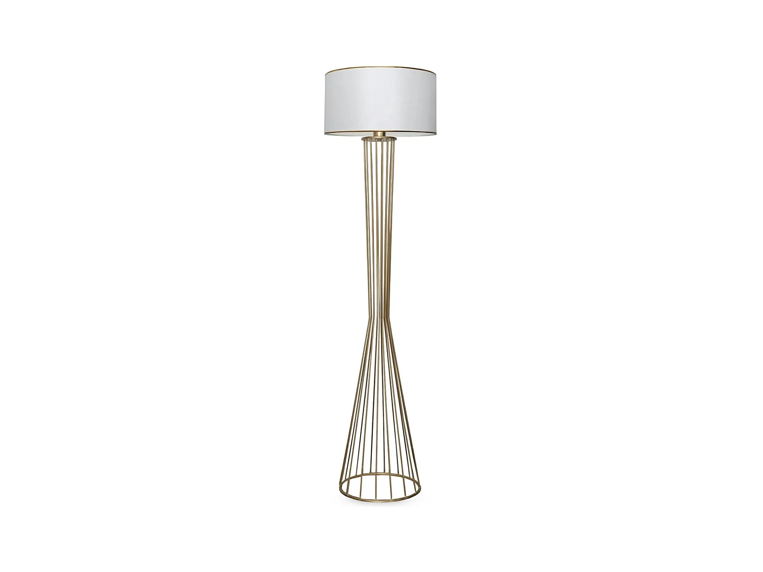 Lampadaire salon moderne doré avec abat-jour blanc SINOP