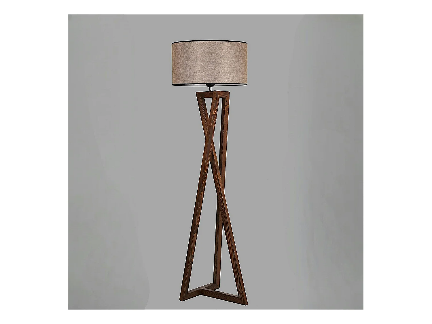 Lampadaire trépied croisé abat-jour beige 150 cm KILIS