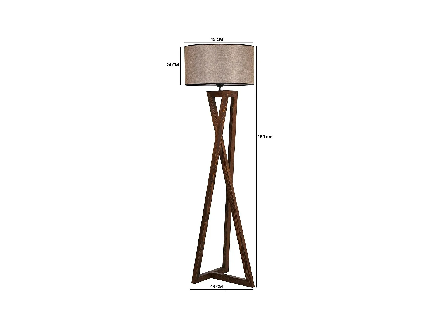 Lampadaire trépied croisé abat-jour beige 150 cm KILIS