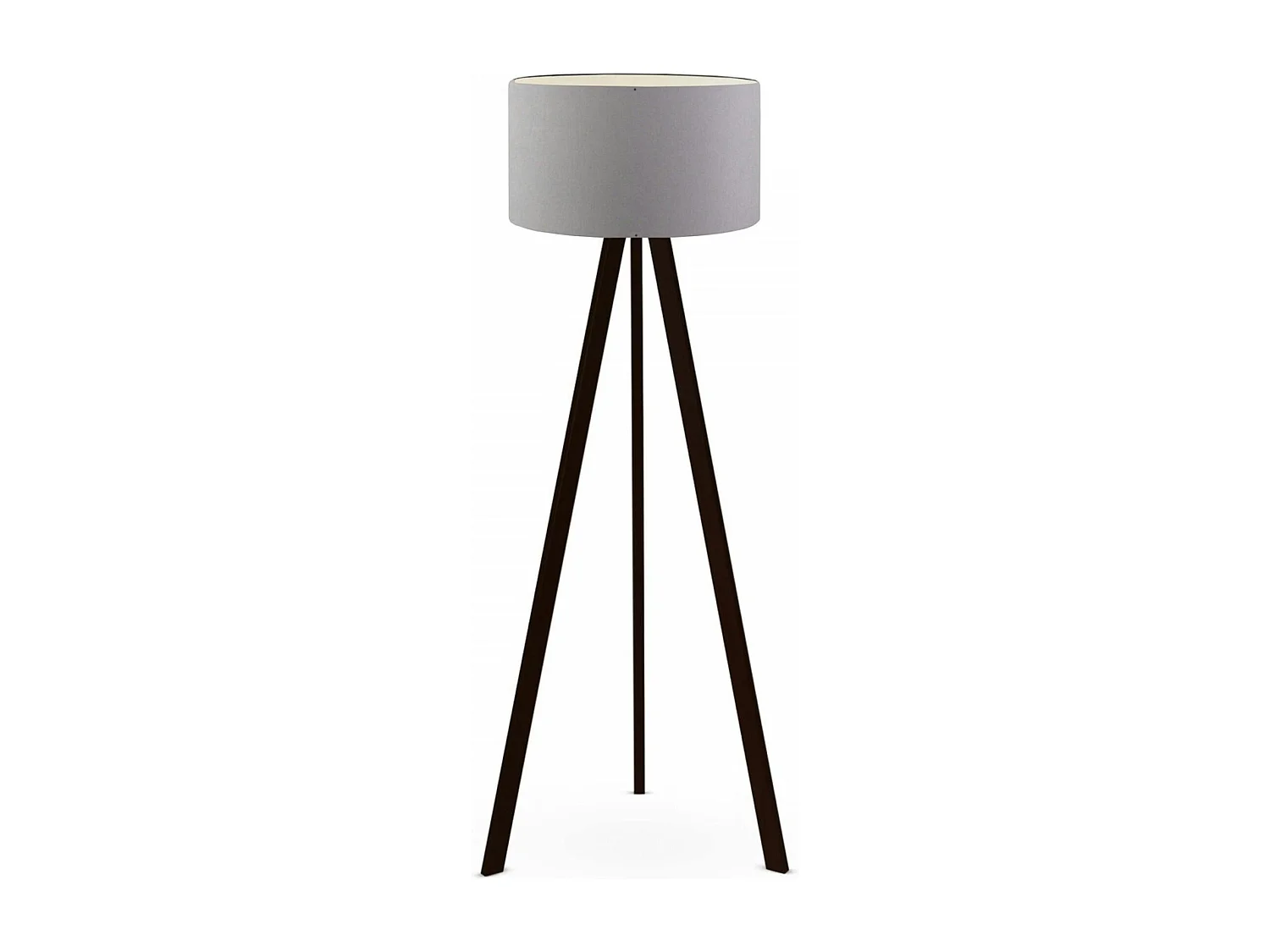 Lampadaire trépied effet bois noir, abat-jour gris Ø38 cm KILIS