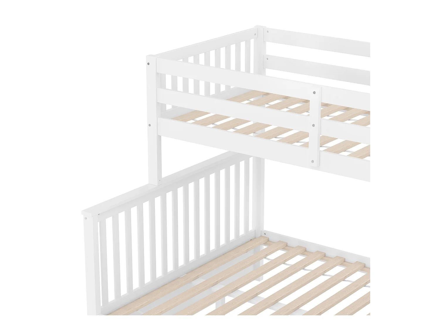 Lit superposé 90x200 + 140x200 cm - avec 2 tiroirs - échelle de rangement et barrières de sécurité - Blanc (matelas non inclus)