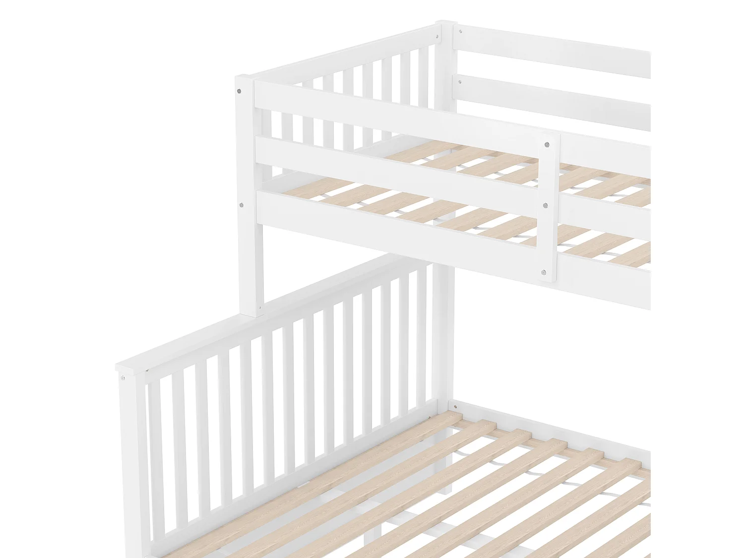 Etagenbett 90x200 + 140x200 cm - mit 2 Schubladen - Treppe mit Stauraum und Sicherheitsbügel - Weiß (Matratze nicht im Lieferumfang enthalten)