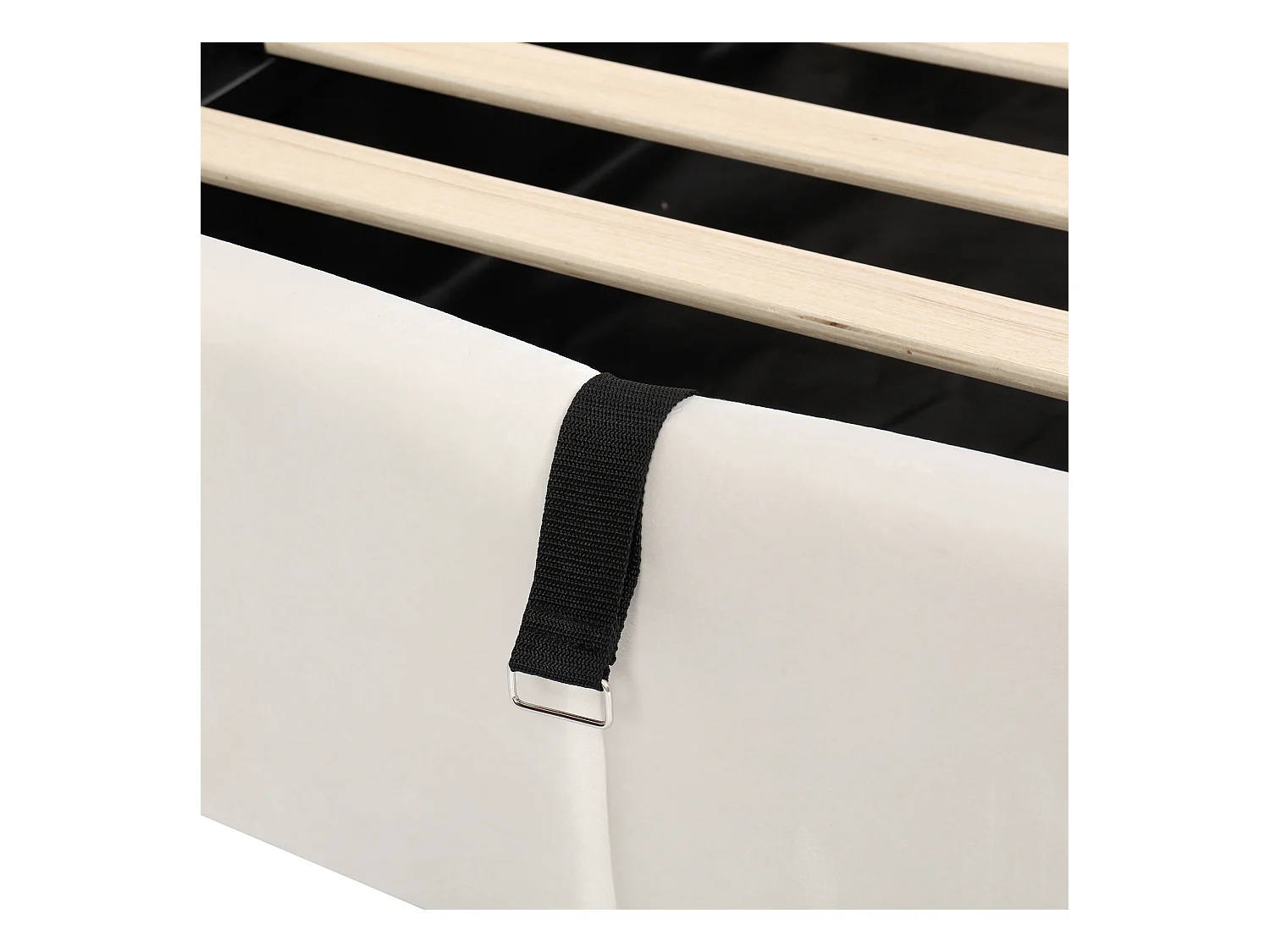 Canapé-lit enfant 90x200 cm - Lit coffre - avec ports USB - avec poche de rangement - Velours - Beige (sans matelas)