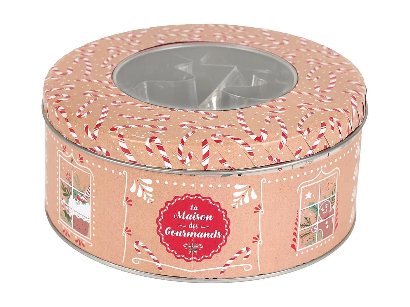 Coffret boite métallique ronde avec 10 emporte-pièces à pâtisserie