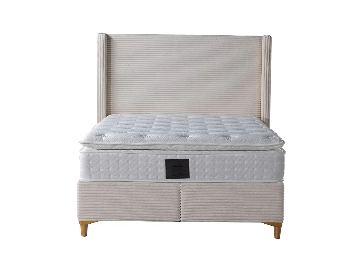 Lit Coffre VENUS – Velours Côtelé – 140x190 cm avec Planche de Rangement