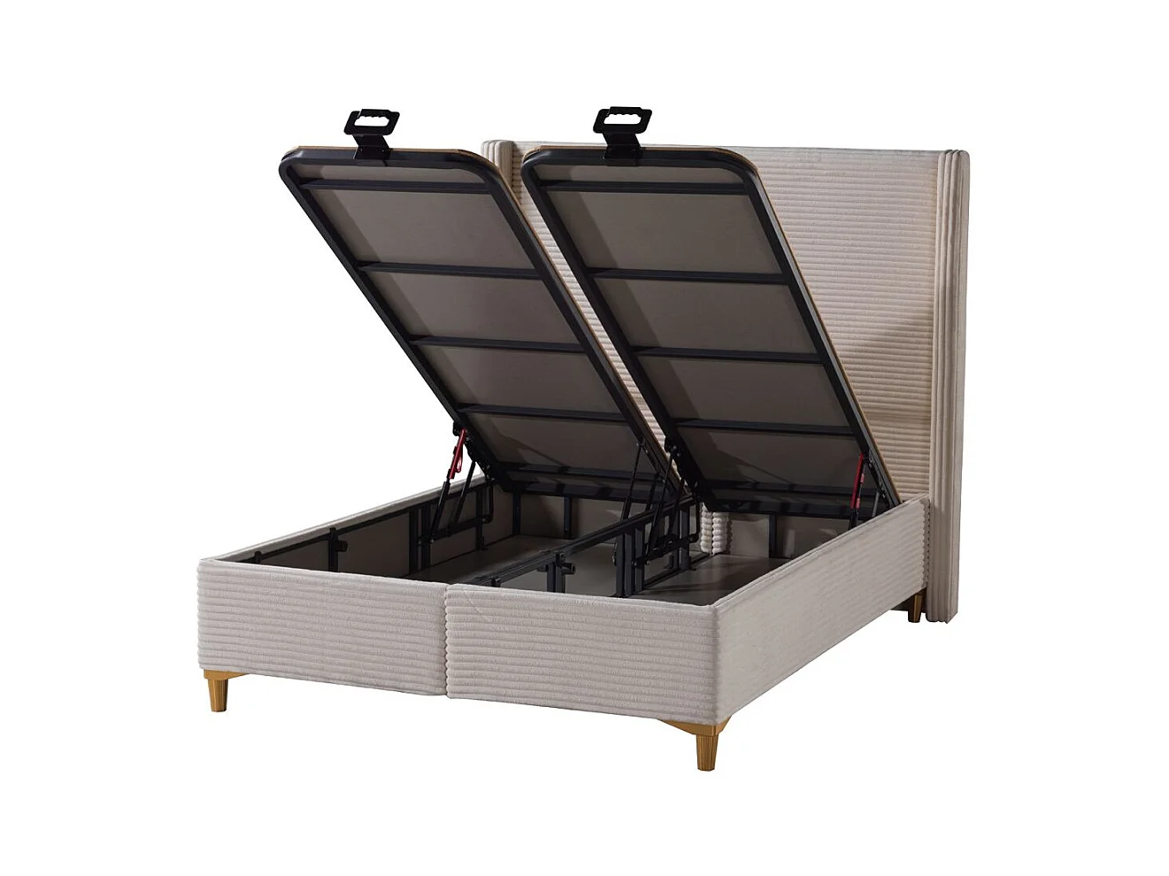 Lit Coffre VENUS – Velours Côtelé – 140x190 cm avec Planche de Rangement