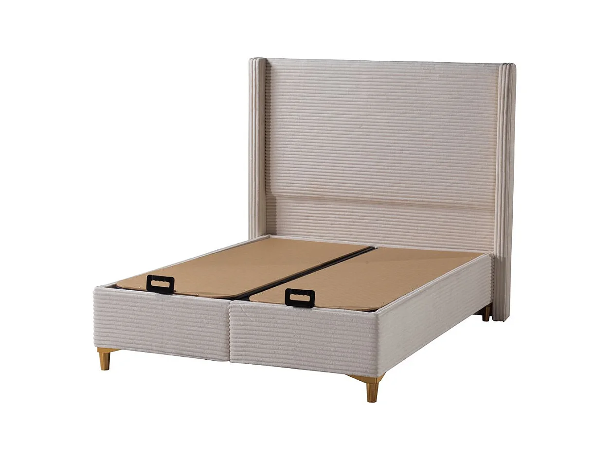 Lit Coffre VENUS – Velours Côtelé – 140x190 cm avec Planche de Rangement