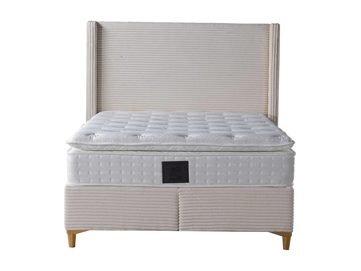 Lit Coffre VENUS – Velours Côtelé – 140x190 cm avec Planche de Rangement