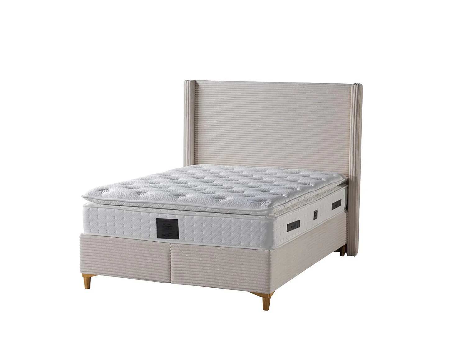 Lit Coffre VENUS – Velours Côtelé – 140x190 cm avec Planche de Rangement