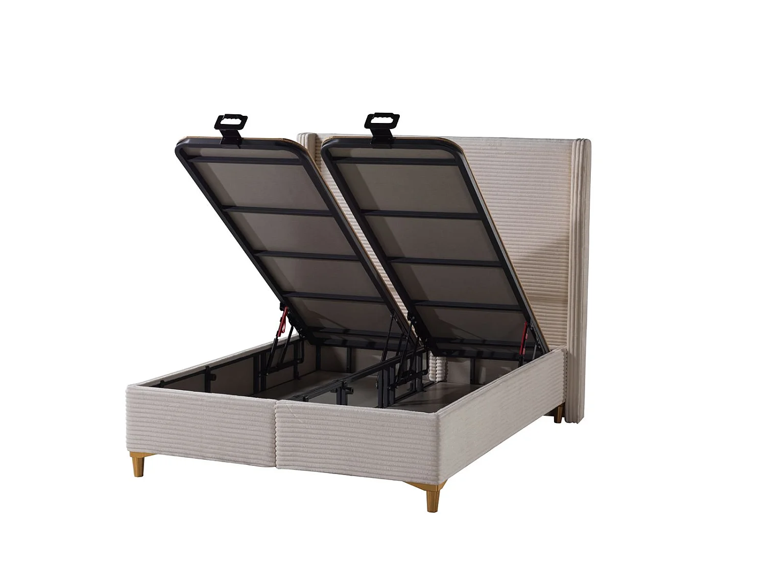 Lit Coffre VENUS – Velours Côtelé – 140x190 cm avec Planche de Rangement
