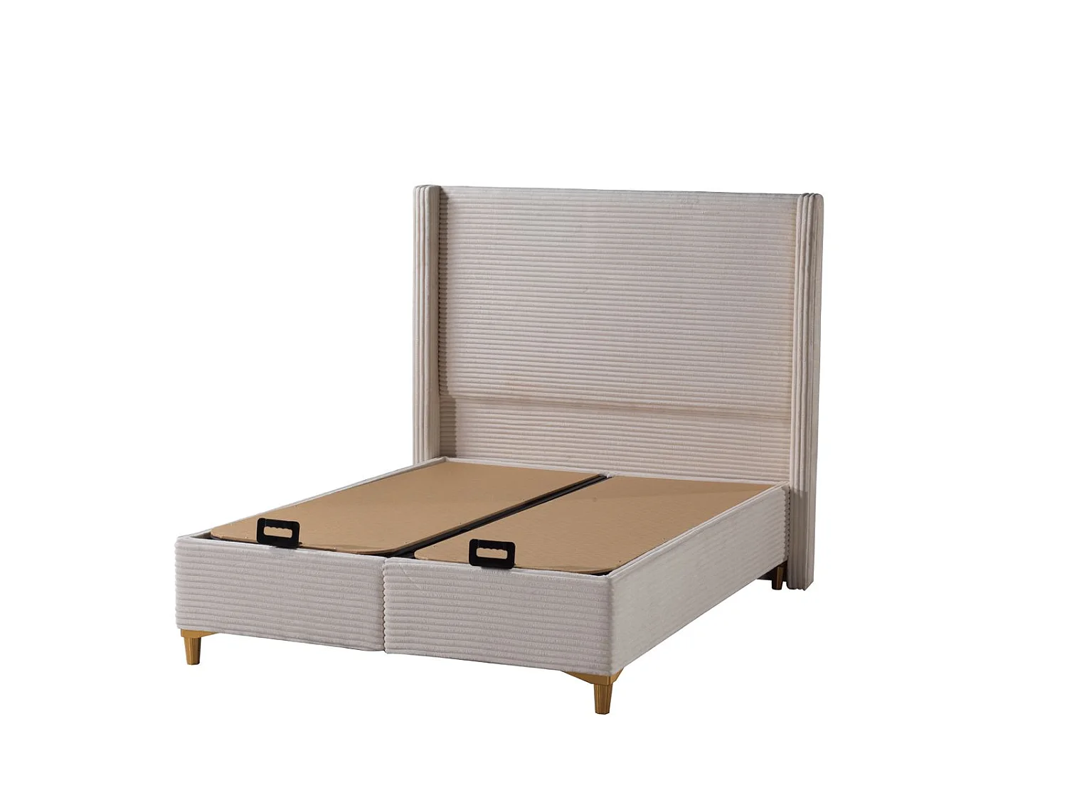 Lit Coffre VENUS – Velours Côtelé – 140x190 cm avec Planche de Rangement