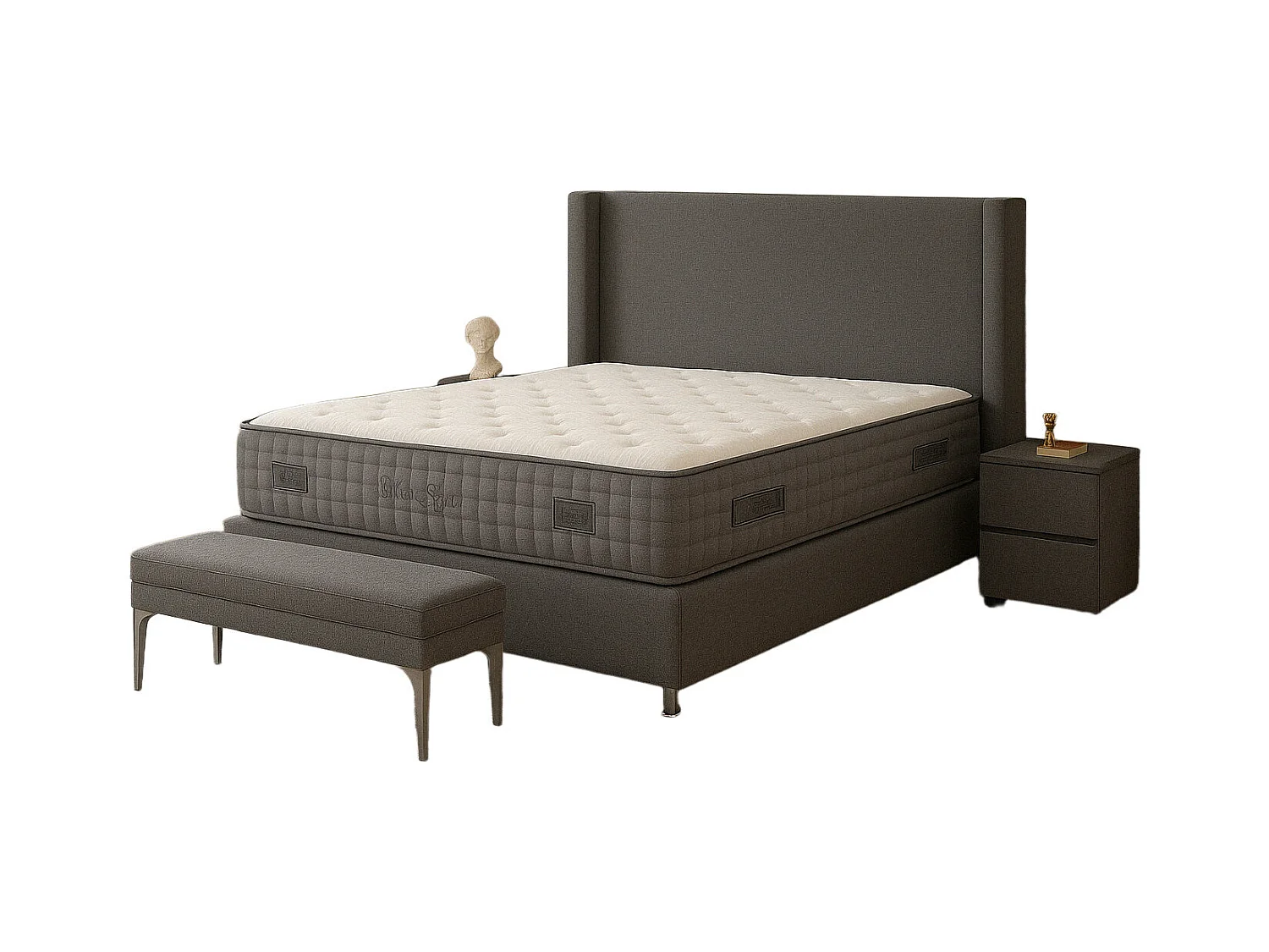 Lit Coffre COCO – Velours – 140x190 cm avec Planche de Rangement