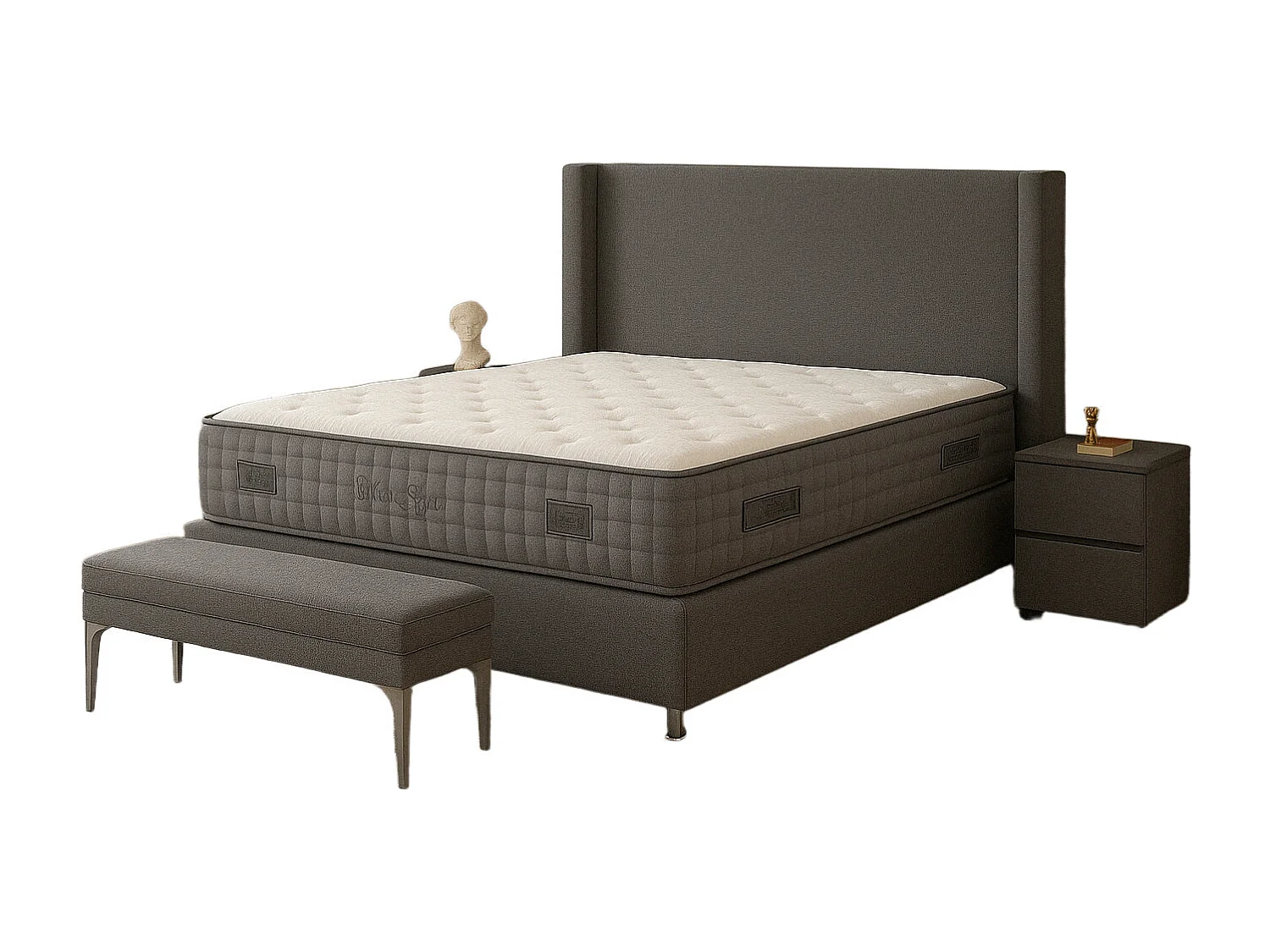 Lit Coffre COCO – Velours – 140x190 cm avec Planche de Rangement