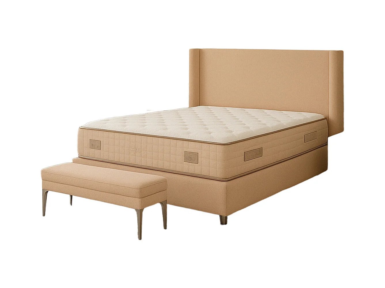 Lit Coffre COCO – Velours – 140x190 cm avec Planche de Rangement