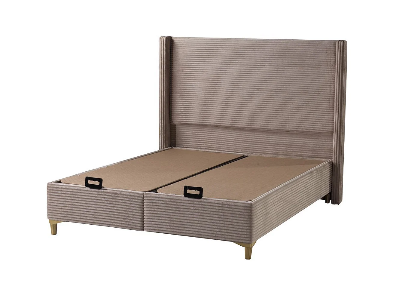 Lit Coffre VENUS – Velours Côtelé – 140x190 cm avec Planche de Rangement