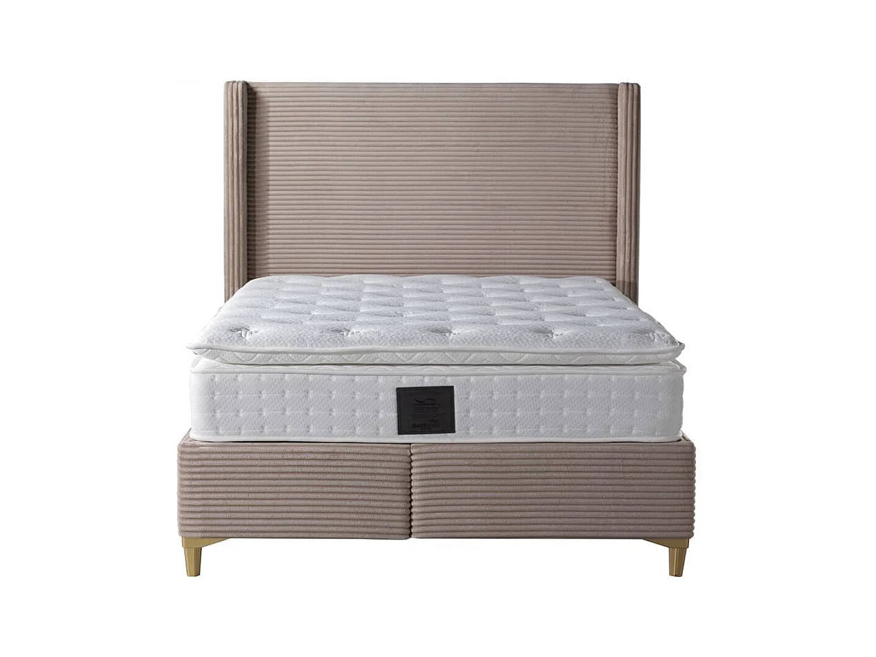 Lit Coffre VENUS – Velours Côtelé – 140x190 cm avec Planche de Rangement