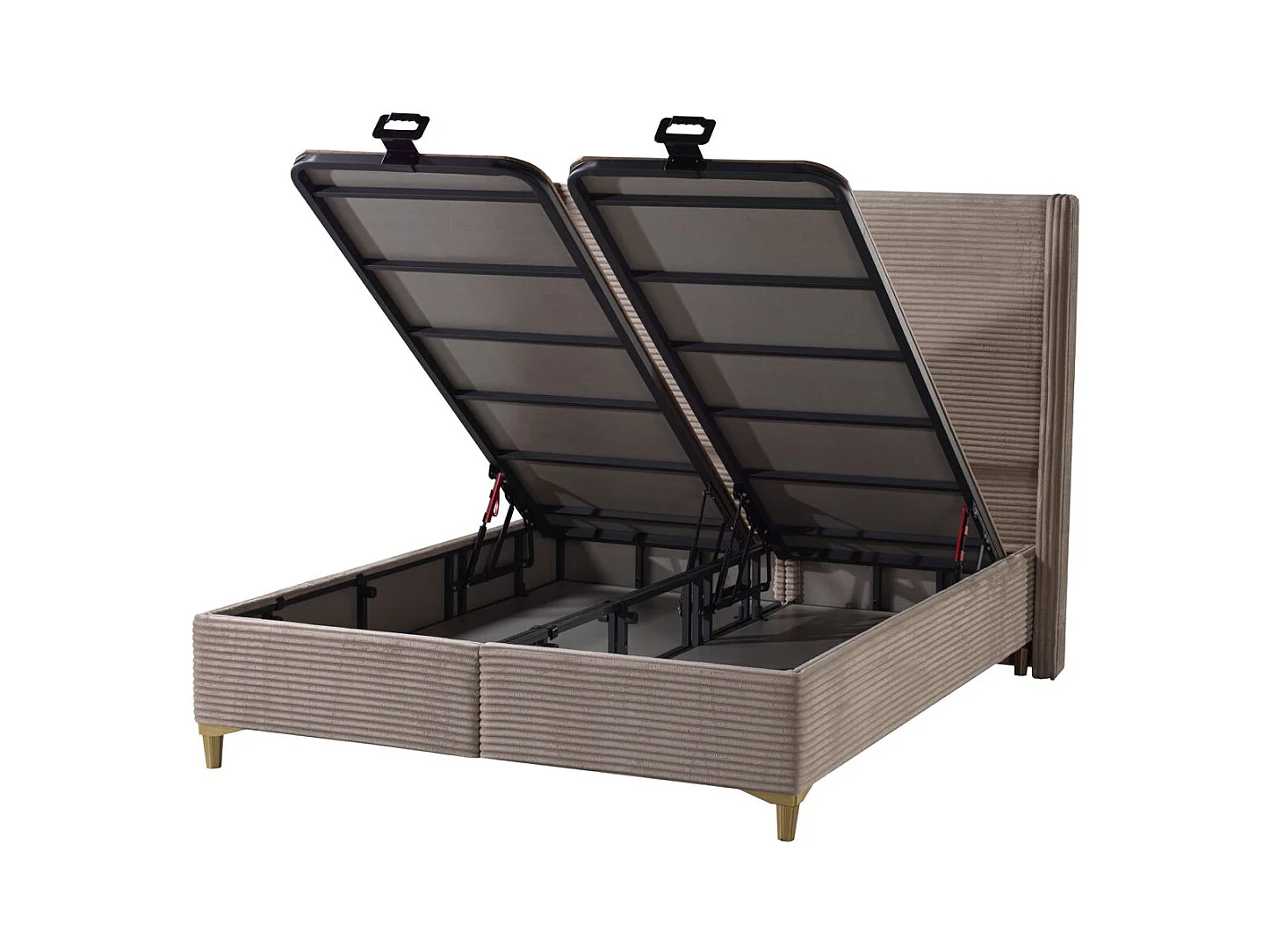 Lit Coffre VENUS – Velours Côtelé – 140x190 cm avec Planche de Rangement