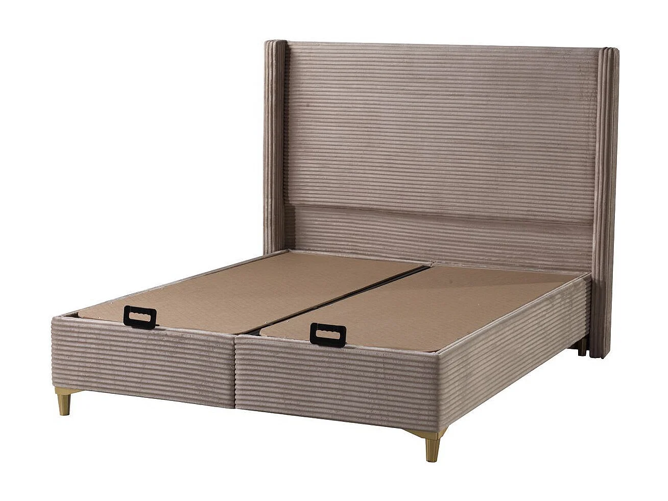 Lit Coffre VENUS – Velours Côtelé – 140x190 cm avec Planche de Rangement