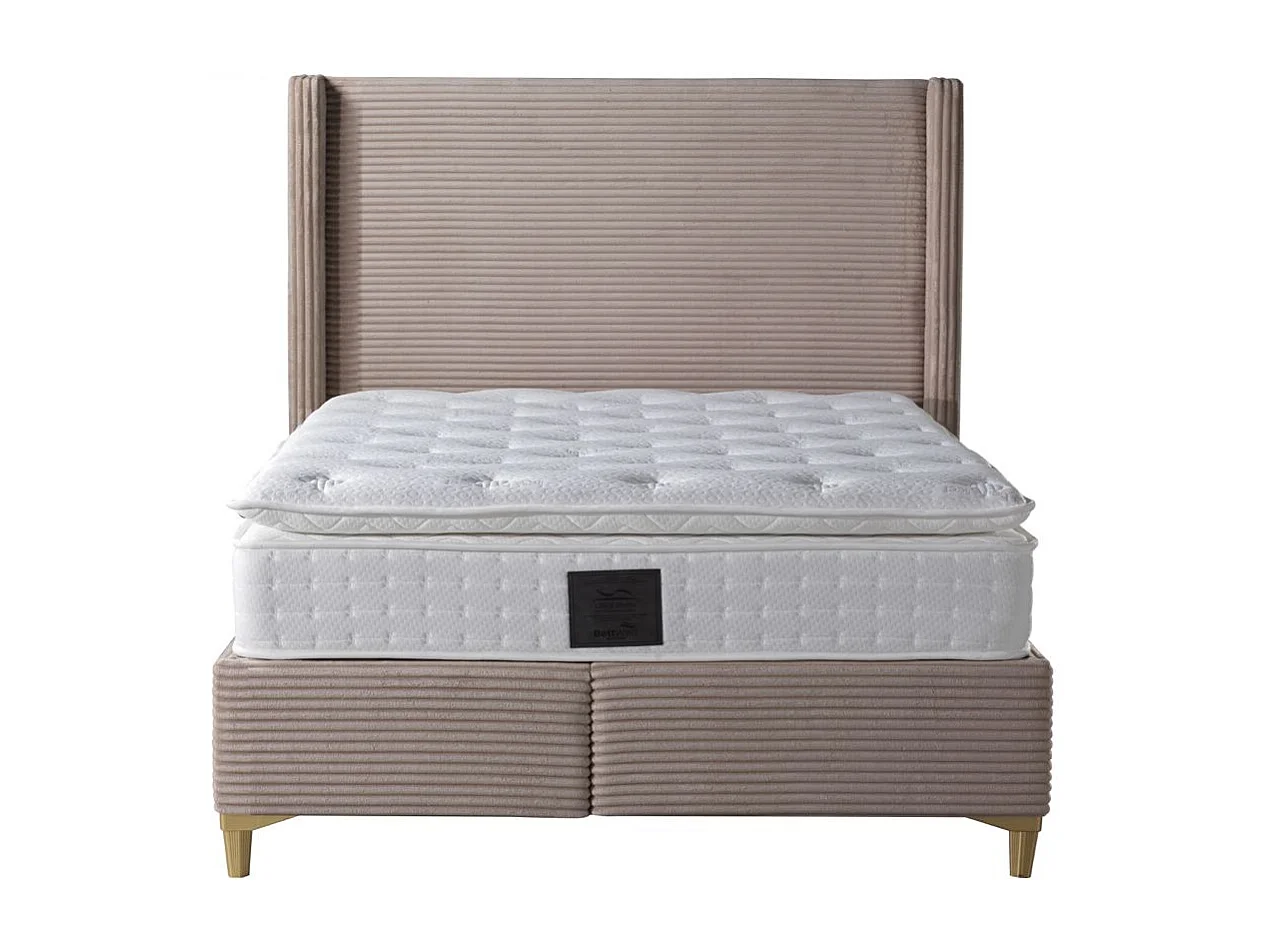 Lit Coffre VENUS – Velours Côtelé – 140x190 cm avec Planche de Rangement