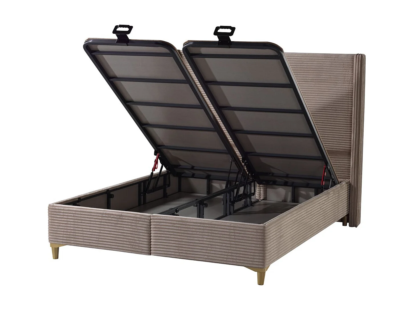 Lit Coffre VENUS – Velours Côtelé – 140x190 cm avec Planche de Rangement