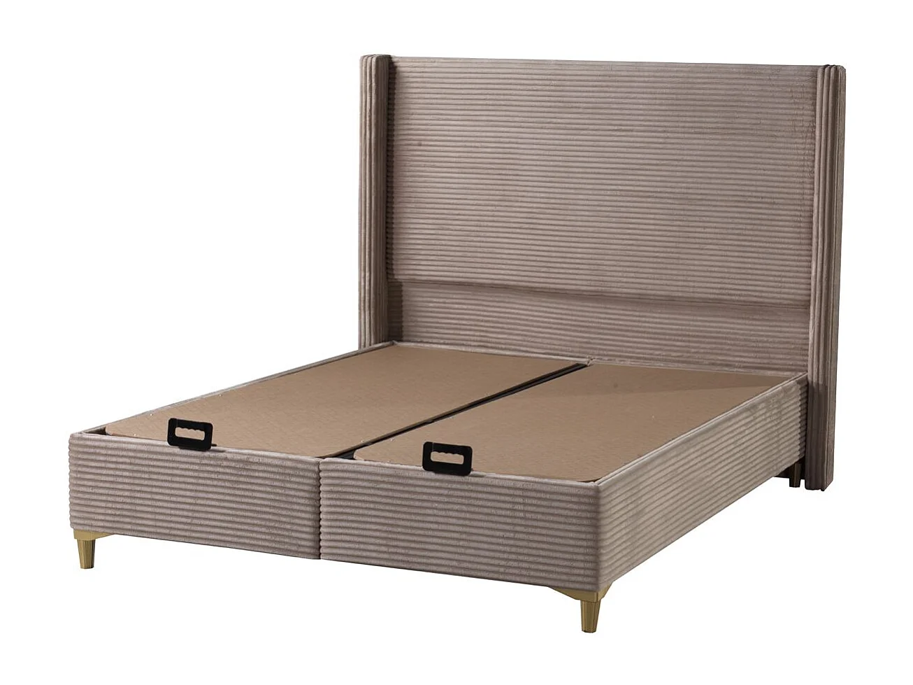 Lit Coffre VENUS – Velours Côtelé – 140x190 cm avec Planche de Rangement