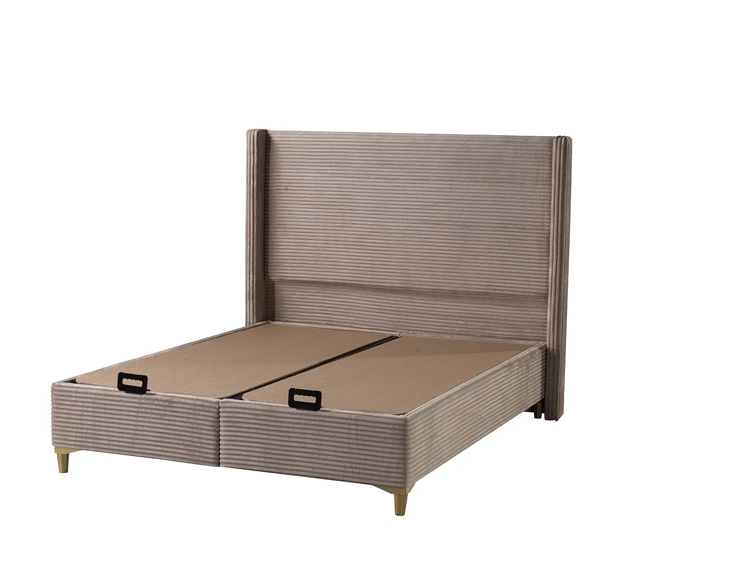 Lit Coffre VENUS – Velours Côtelé – 140x190 cm avec Planche de Rangement