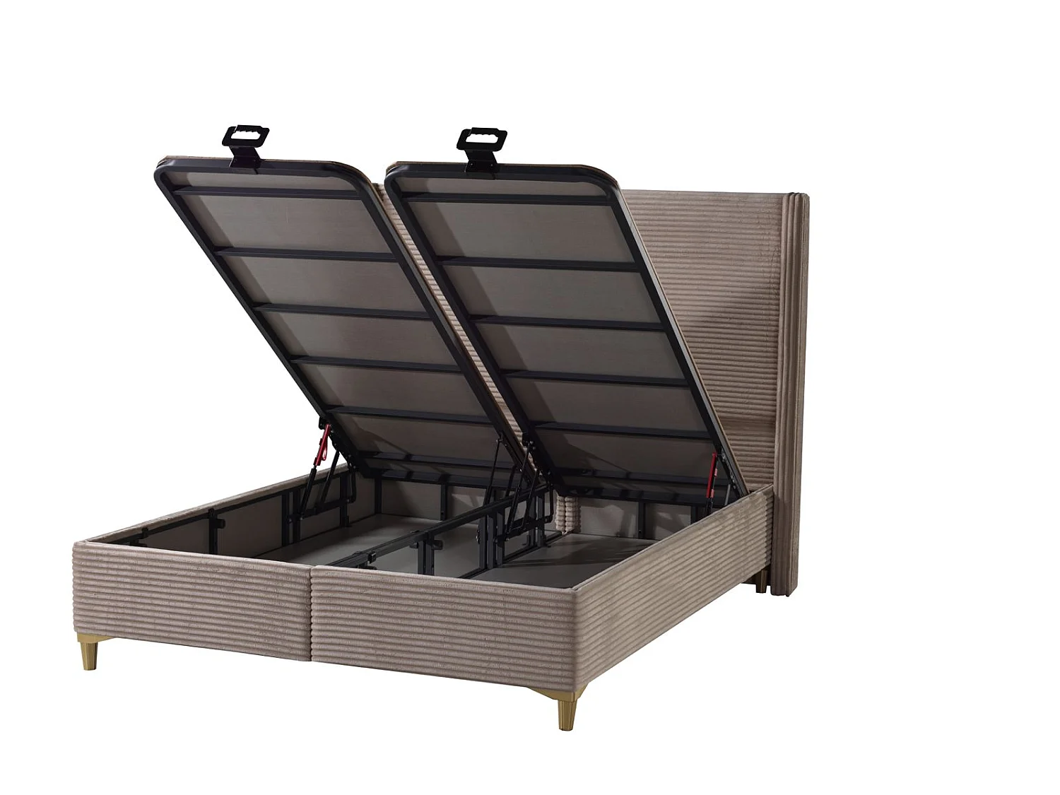 Lit Coffre VENUS – Velours Côtelé – 140x190 cm avec Planche de Rangement