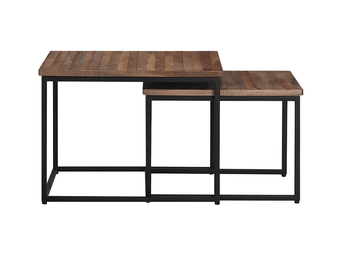 Garden Furniture -  Tables basses gigognes 2 pcs bois massif de teck