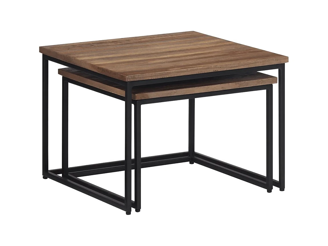 Garden Furniture -  Tables basses gigognes 2 pcs bois massif de teck