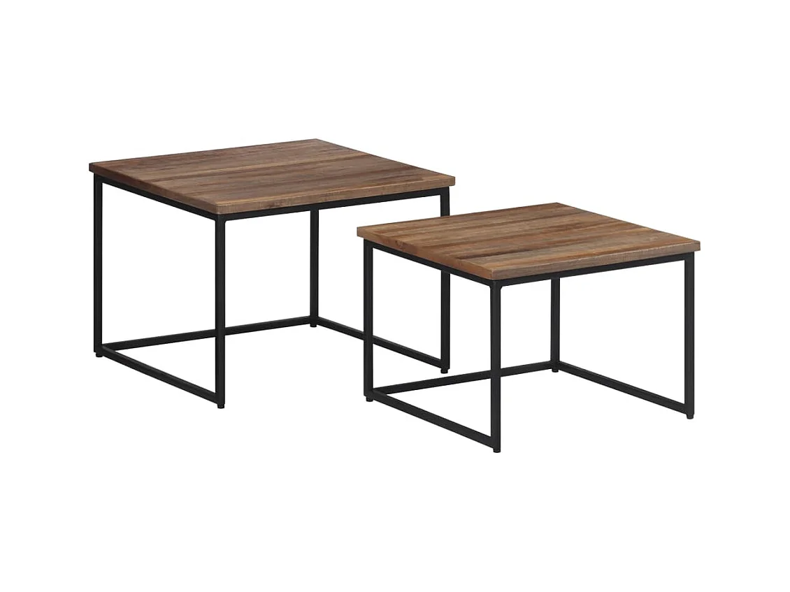 Garden Furniture -  Mesas de centro apilables 2 unidades madera maciza de teca