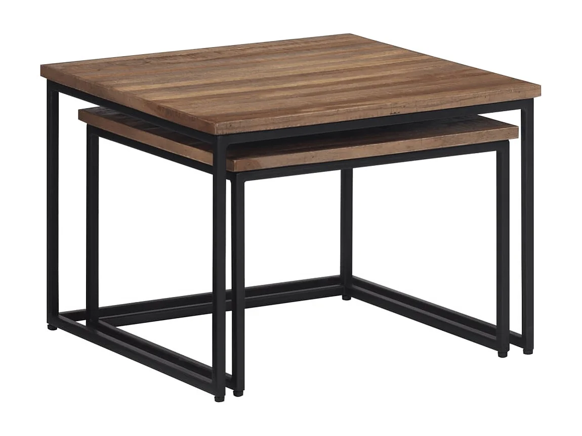 Garden Furniture -  Tables basses gigognes 2 pcs bois massif de teck