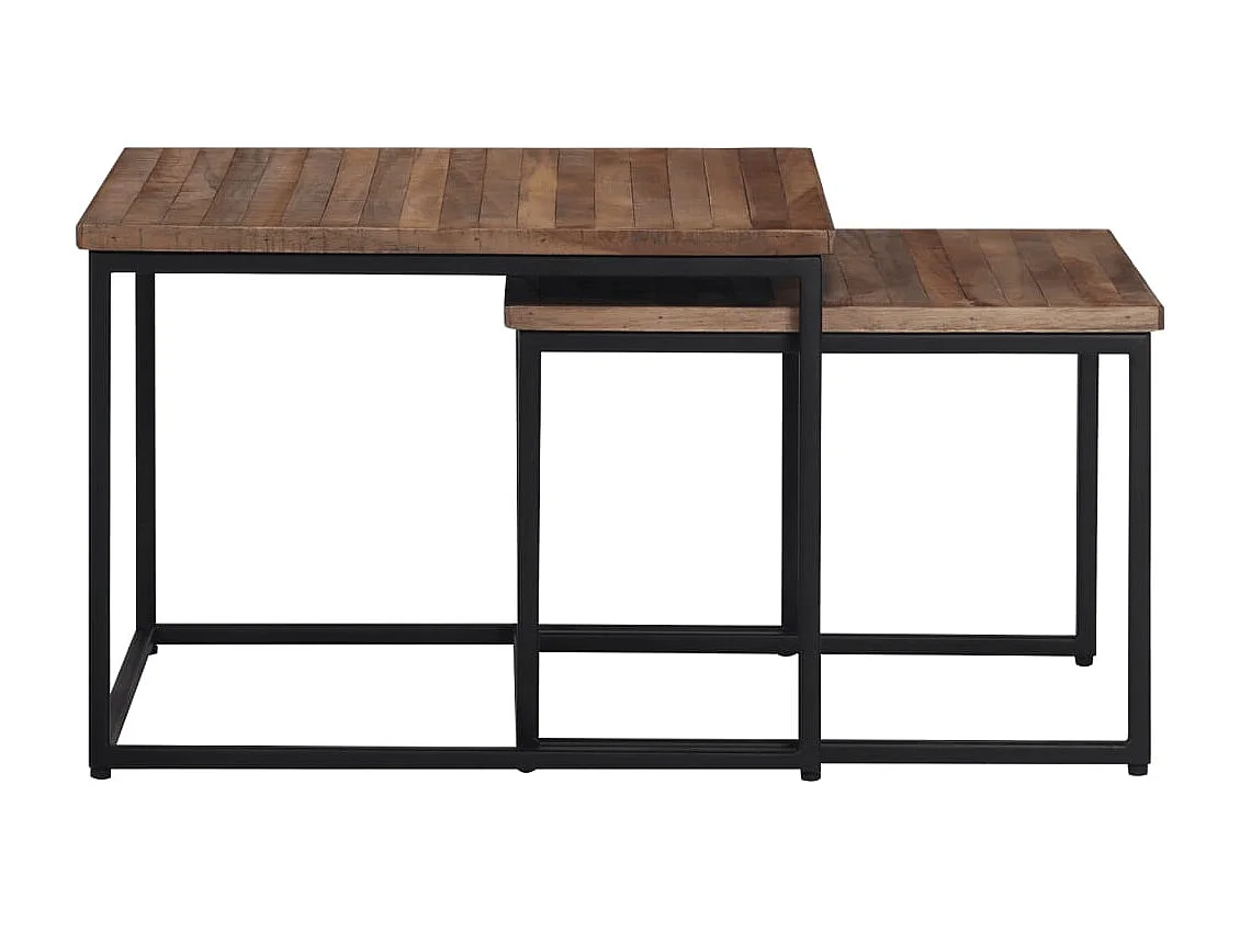 Garden Furniture -  Tables basses gigognes 2 pcs bois massif de teck