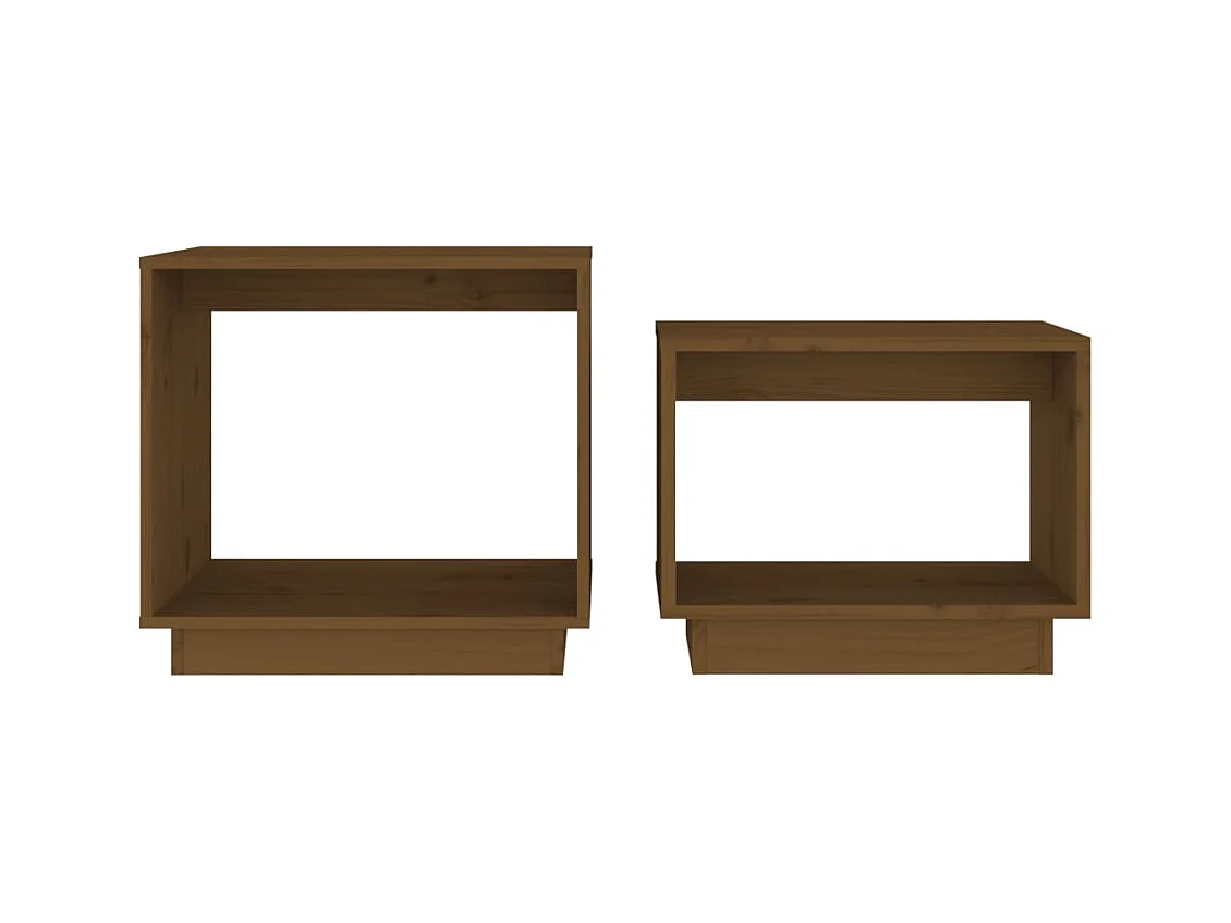 Fryra  Mesas de centro apilables 2 unidades madera de pino marrón miel