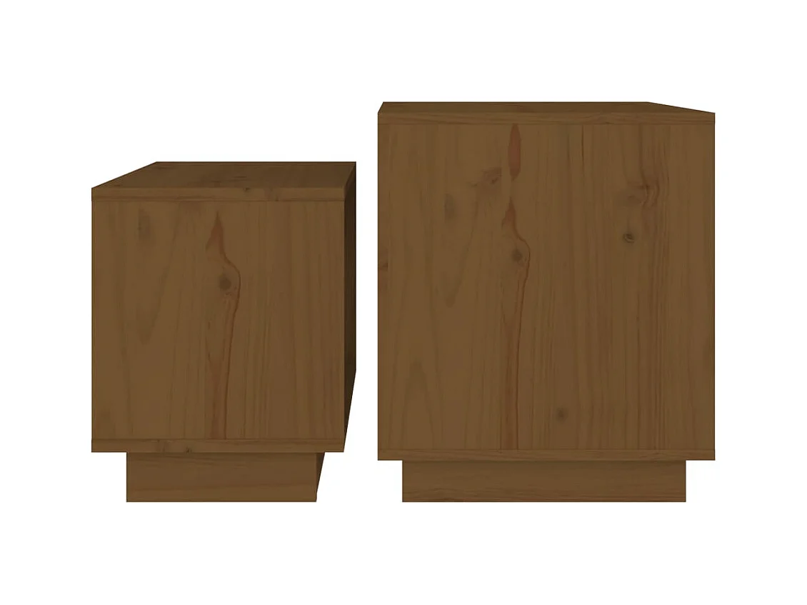 Fryra  Mesas de centro apilables 2 unidades madera de pino marrón miel