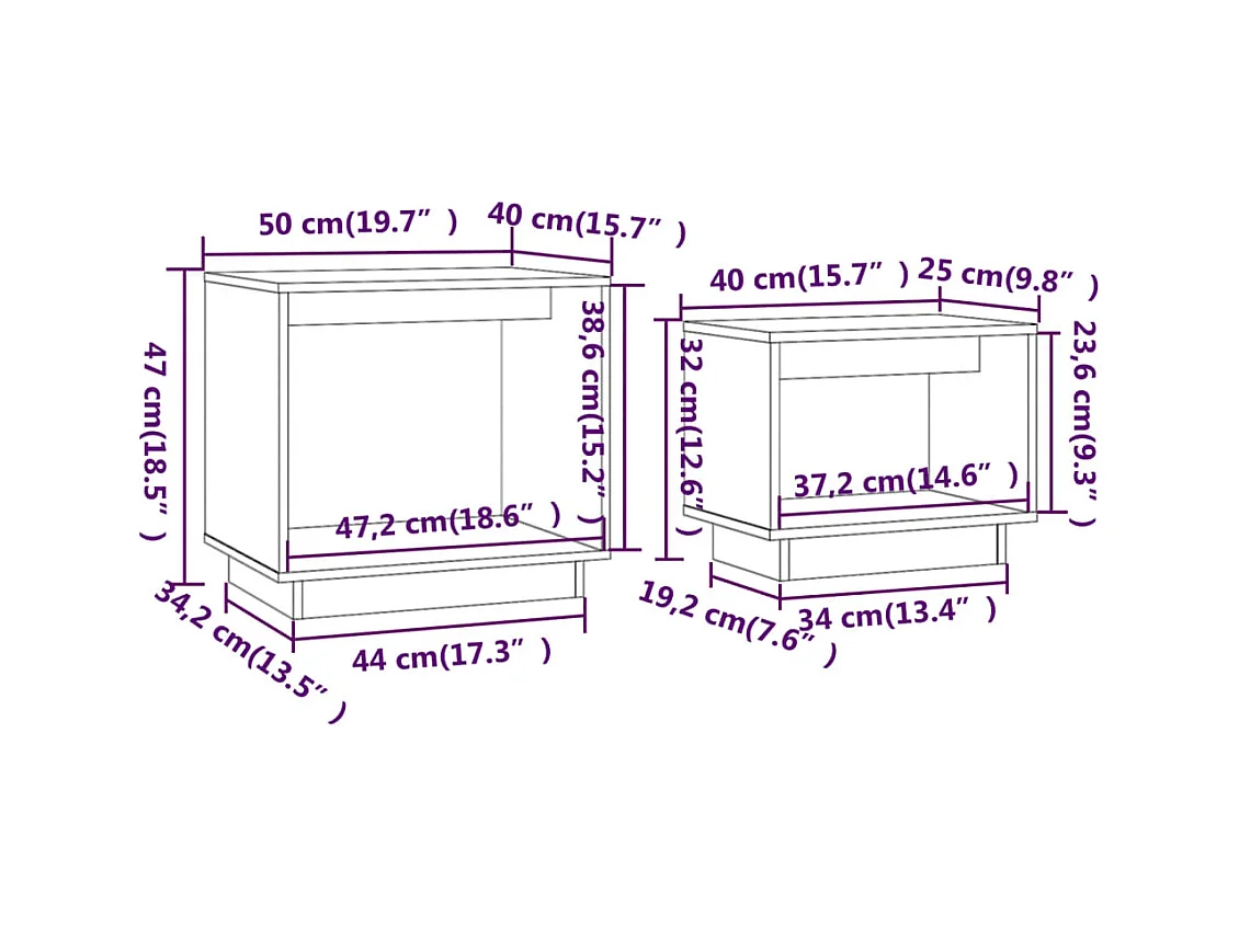 Fryra  Mesas de centro apilables 2 unidades madera de pino marrón miel