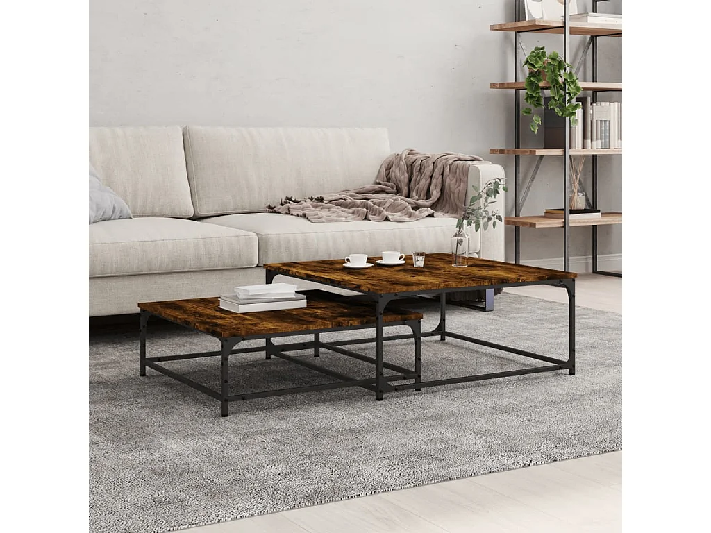 Hapert  Tables basses gigognes 2 pcs chêne fumé bois d'ingénierie