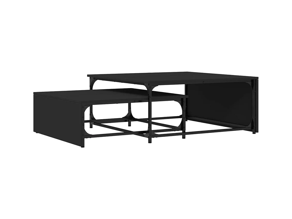 Jacqueline-Claire  Tables basses gigognes 2 pcs noir bois d'ingénierie et métal