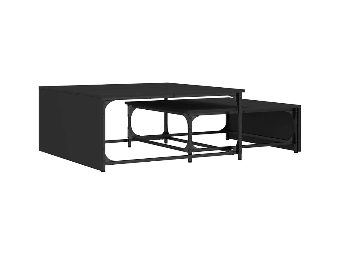 Jacqueline-Claire  Tables basses gigognes 2 pcs noir bois d'ingénierie et métal